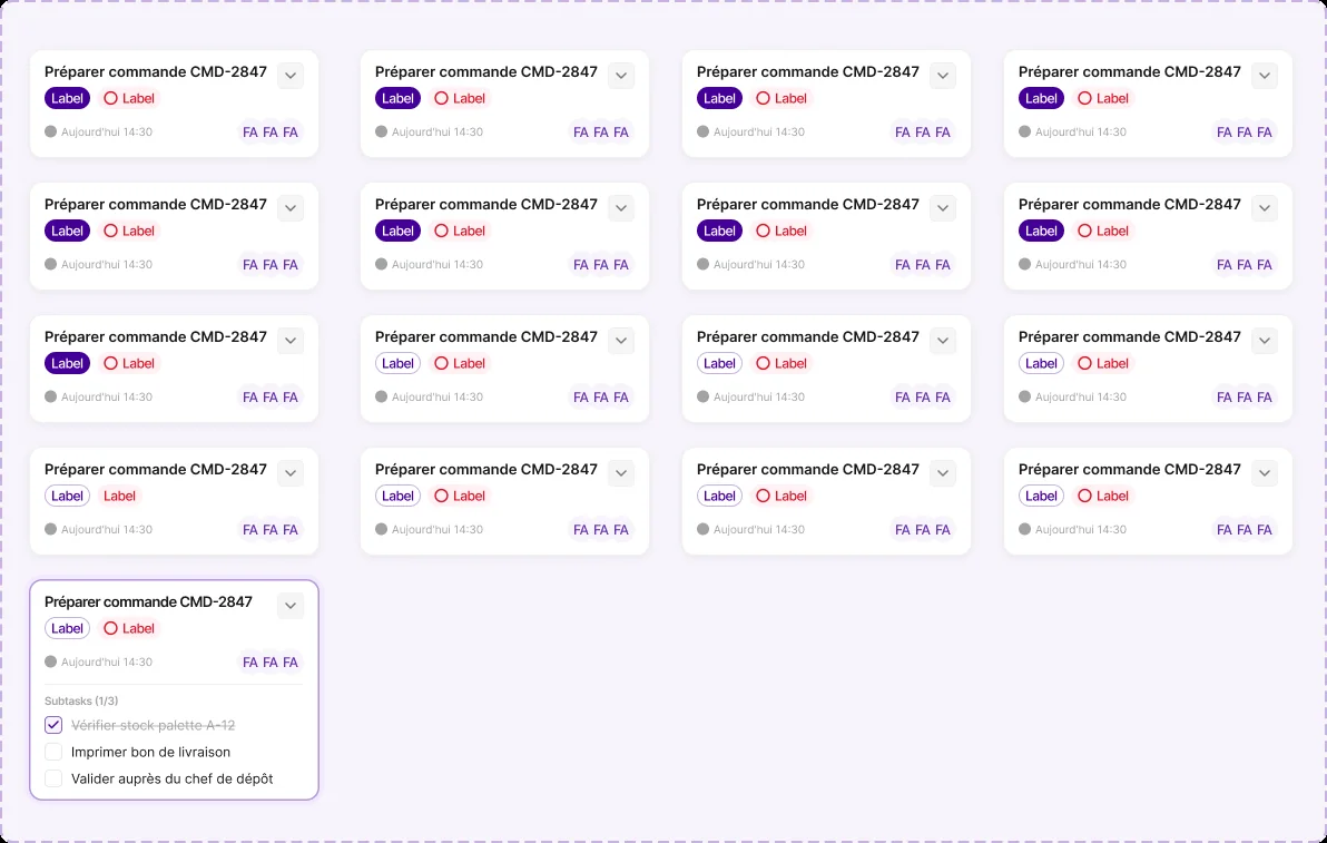 Iksir Task Card component variants